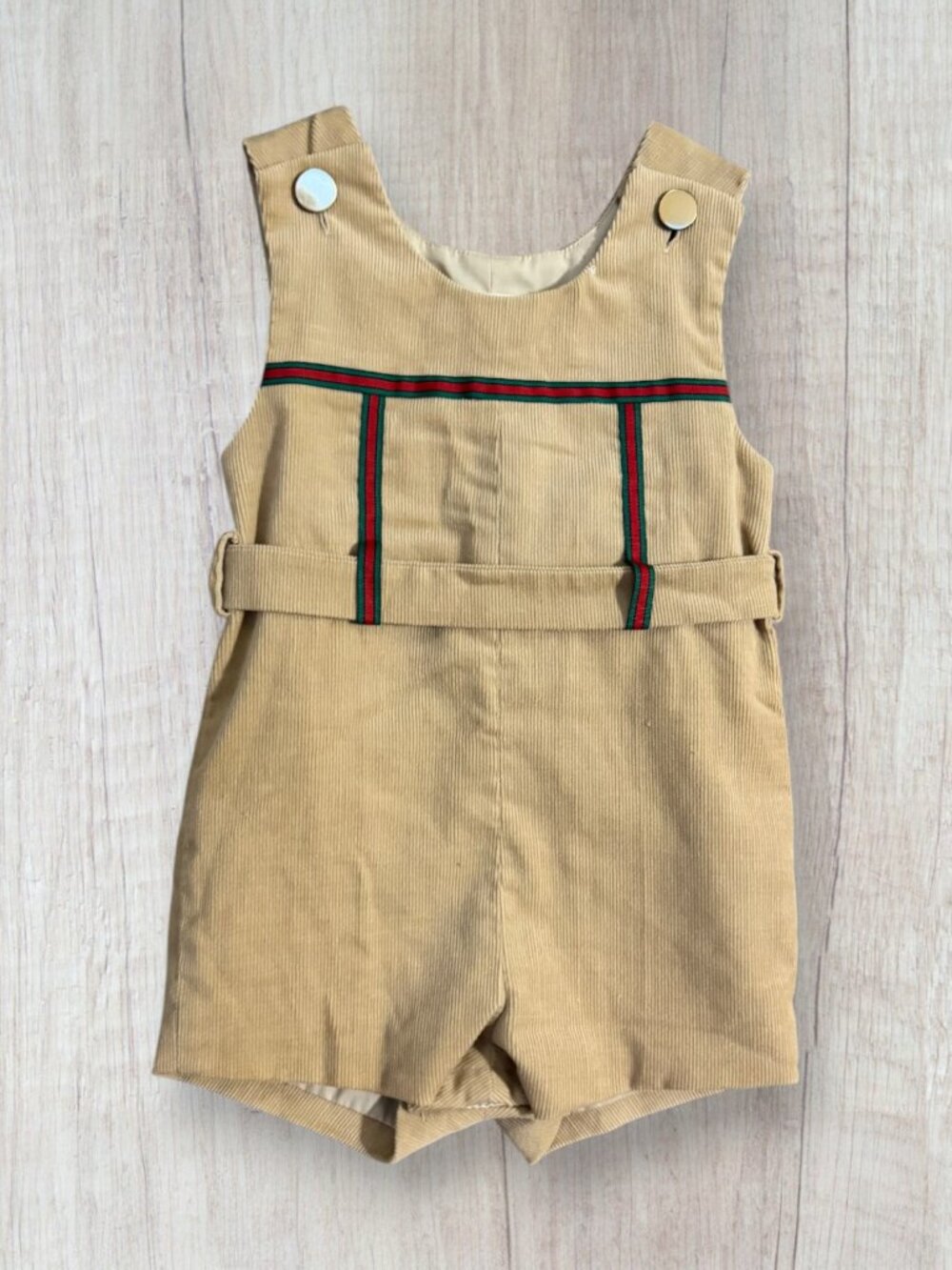 Vintage 80s Florence Eiseman Boys 2T Holiday Corduroy Jon Jon Shortall Romper